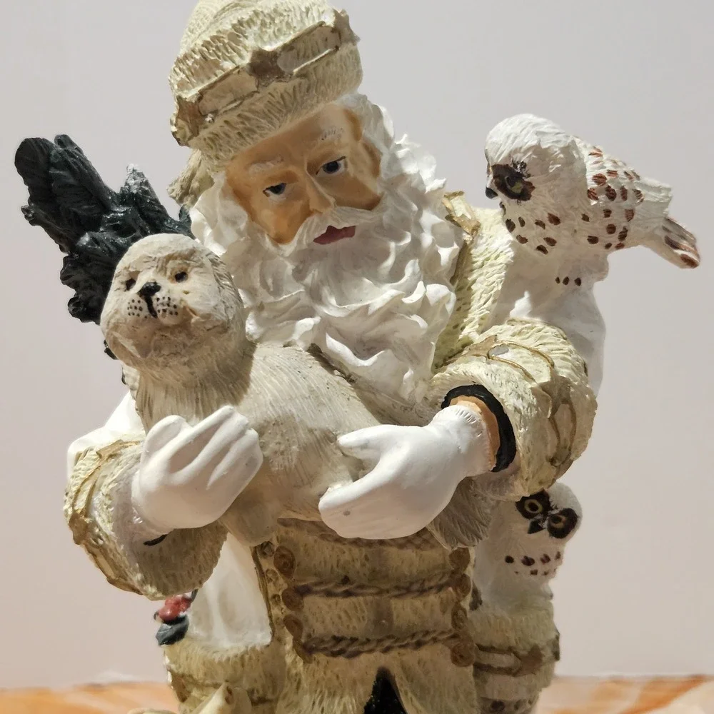 Vintage Kirklands Cedar Creek White Santa With Animals 12